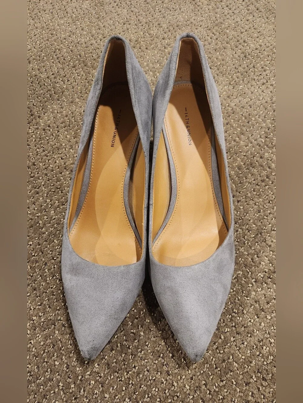 Vince Camuto Light Gray Suede Pointed-Toe Pumps